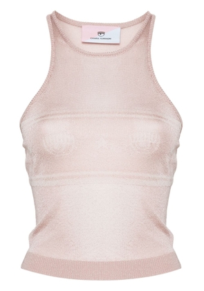 Chiara Ferragni Eyelike-motif metallic sleeveless top - Pink