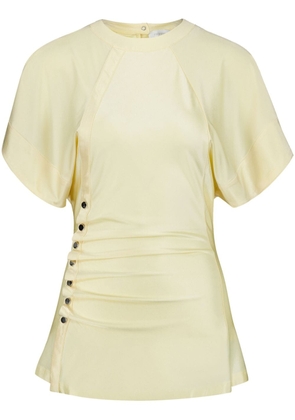 Rabanne draped-detail round-neck blouse - Neutrals