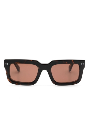 Off-White rectangle-frame clip-on sunglasses - Brown