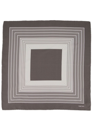 TOM FORD geometric-print silk pocket square - Grey