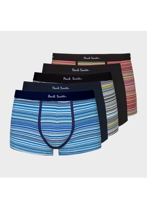 Paul Smith Organic Cotton 'Signature Stripe' and Plain Boxer Briefs Five Pack Multicolour