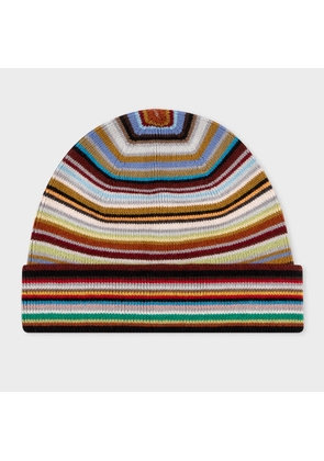 Paul Smith Merino Wool 'Signature Stripe' Beanie Hat Multicolour