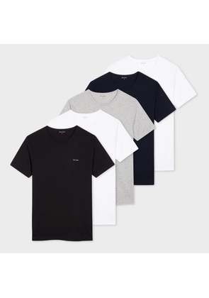 Paul Smith Mixed Colour Organic Cotton Logo Lounge T-Shirts Five Pack Multicolour