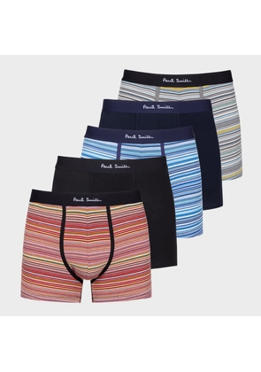 Paul Smith 'Signature Stripe' and Plain Long Boxer Briefs Seven Pack Multicolour