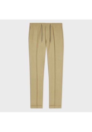 Paul Smith Pale Khaki Linen Drawstring Trousers Brown