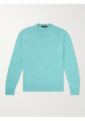 Loro Piana - Slim-Fit Cotton and Silk-Blend Sweater - Men - Blue - IT 46