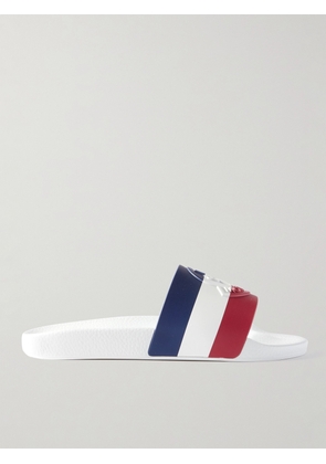 Moncler - Basile Logo-Embossed Striped Rubber Slides - Men - White - EU 39