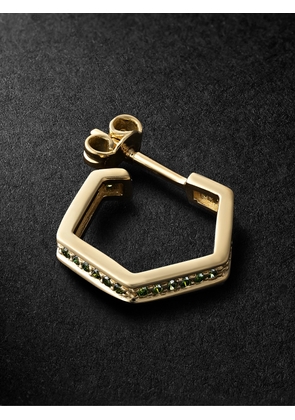 KOLOURS JEWELRY - Hexagon Medium Gold Diamond Single Hoop Earring - Men - Green