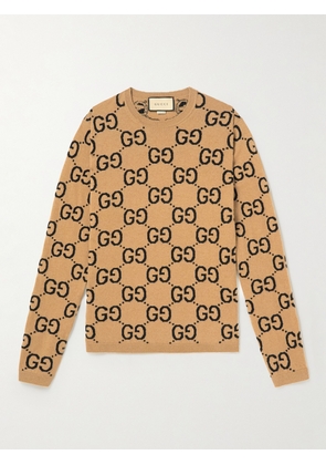 Gucci - Logo-Jacquard Wool Sweater - Men - Brown - XS