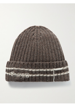 mfpen - Court Striped Ribbed Recycled-Wool Beanie - Men - Brown