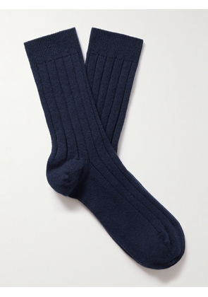 Johnstons of Elgin - Ribbed Cashmere-Blend Socks - Men - Blue - M