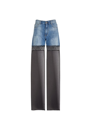 Nensi Dojaka Sheer-Detail Hybrid High-Rise Jeans