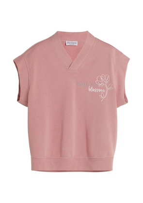 Brunello Cucinelli Kids Cotton Embroidered Sleeveless Sweatshirt (4-12 Years)