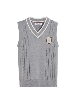 Brunello Cucinelli Kids Cotton Cable-Knit Sweater Vest (4-12 Years)