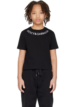 Dolce & Gabbana Kids Black Embroidered T-Shirt