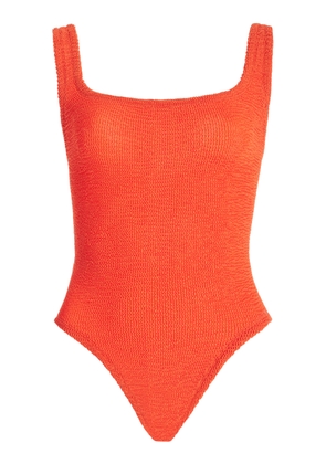 Hunza G - Square-Neck Seersucker One-Piece Swimsuit - Orange - OS - Moda Operandi