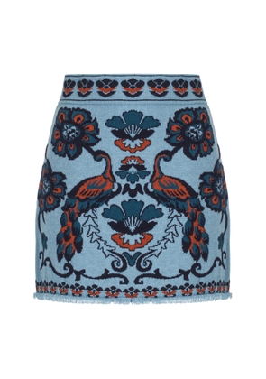 Cara Cara - Lindy Knit Wool-Cotton Mini Skirt - Blue - L - Moda Operandi
