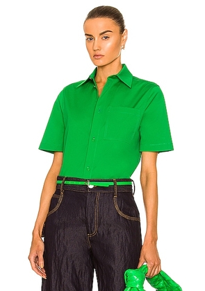 Bottega Veneta Compact Poplin Short Sleeve Shirt in Parakeet - Green. Size 38 (also in ).
