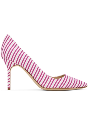 Manolo Blahnik Pink & White BB 90 Heels