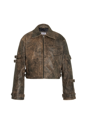 Worn Vintage - Exclusive Statement Leather Jacket - Grey - L - Moda Operandi