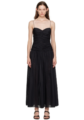 Matteau Black Gathered Midi Dress