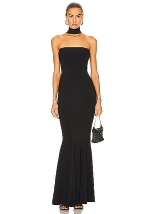 Norma Kamali Turtleneck Strapless Fishtail Gown in Black - Black. Size L (also in M, S, XL).