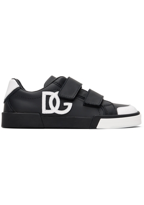 Dolce & Gabbana Kids Black Calfskin Portofino Sneakers