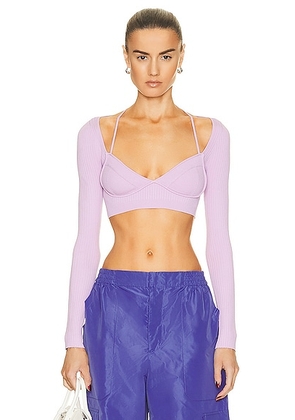 AKNVAS Crystal Long Sleeve Top in Lavender - Lavender. Size M (also in ).