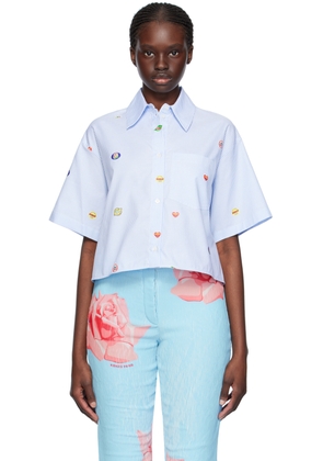 Kenzo White & Blue Kenzo Paris Fruit Stickers Shirt