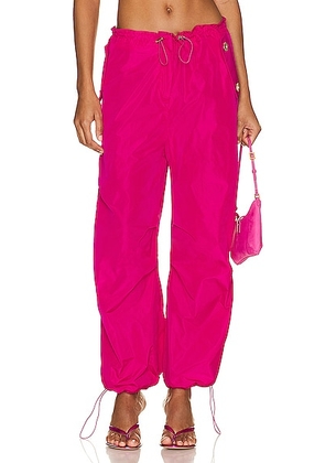 Raisa Vanessa Low Waist Faille Baggy Pant in Pink - Fuchsia. Size 40 (also in ).