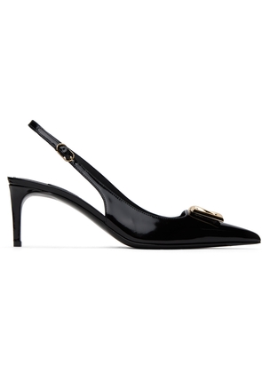 Dolce & Gabbana Black Polished Calfskin Slingback Heels