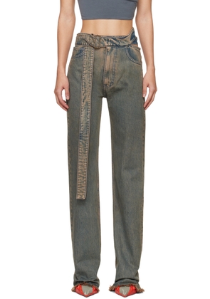 Jade Cropper Gray Wrap Belt Jeans
