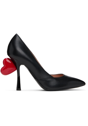 Moschino Black Sweet Heart Nappa Leather Heels