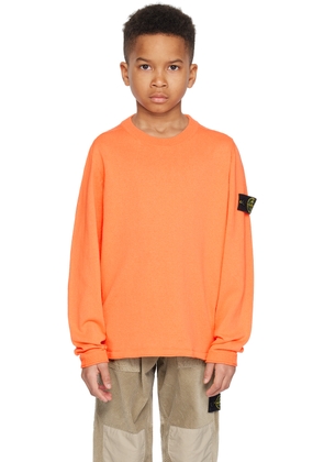 Stone Island Junior Kids Orange Rolled Edge Sweater