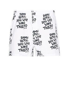 Sky High Farm Workwear Ally Bo All Over Printed Boxer Short in WHITE - White. Size S (also in ).