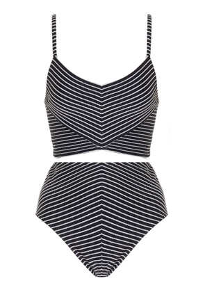 Moré Noir - Chloe Striped High-Waist Bikini Set - Stripe - XS - Moda Operandi