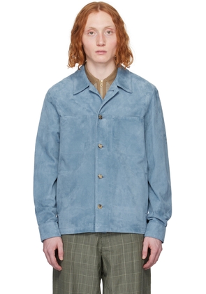 Paul Smith Blue Button Up Leather Shirt