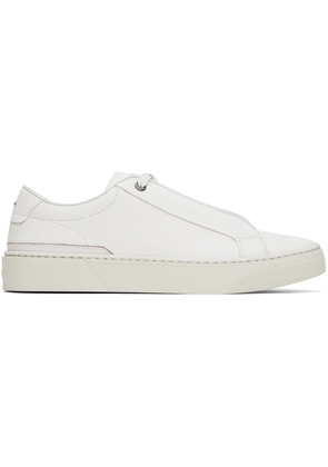 BOSS White Grained Leather Sneakers