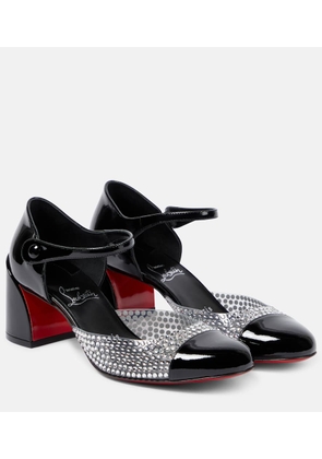 Christian Louboutin Crystal-embellished patent leather pumps
