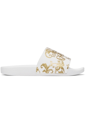 Versace Jeans Couture White Watercolor Couture Slides
