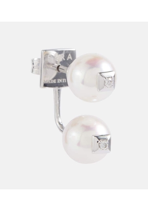 Eéra 18kt white gold single earring with diamonds and pearls
