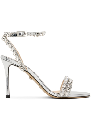 MACH & MACH Silver Audrey Crystal Heeled Sandals