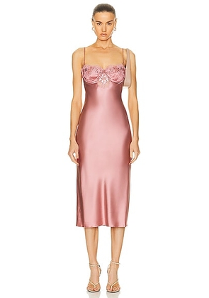 fleur du mal Sequin Violet Embroidery Slip Dress in Rose Gold - Pink. Size M (also in S, XS).