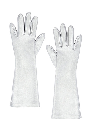 ALAÏA Gant Opera Gloves in Argent - Metallic Silver. Size 8 (also in 6.5).
