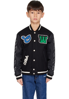 Off-White Kids Black OW Patch Bomber Jacket