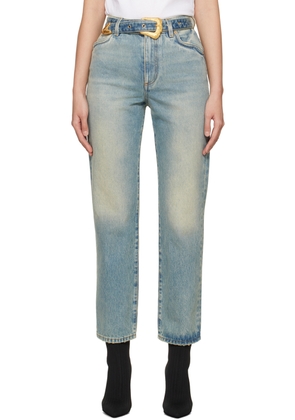 Balmain Blue Classic Belted Jeans