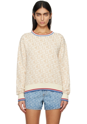 GCDS Beige Jacquard Sweater