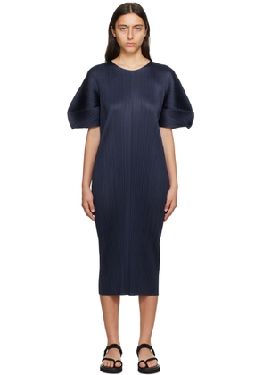 PLEATS PLEASE ISSEY MIYAKE Navy Monthly Colors August Midi Dress