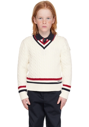 Moncler Enfant Kids Off-White V-Neck Sweater
