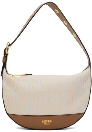 Moschino Off-White & Tan Logo Shoulder Bag
